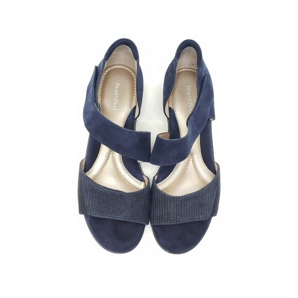 BeautiFeel Dita Womens Wedge Sandals Navy Blue Suede Shoes EU 41 US 10-10.5 - Picture 9 of 9